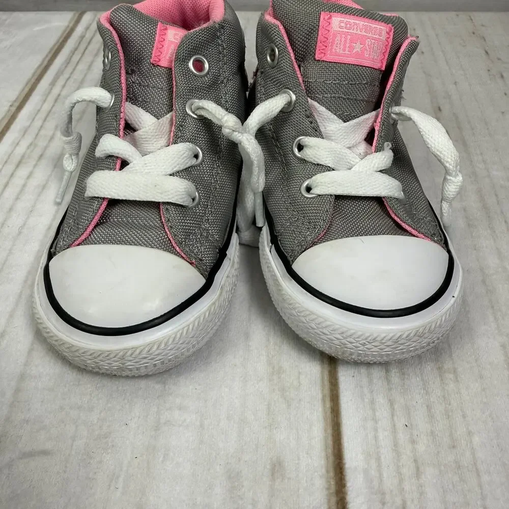 Kids Converse‎ All Star Chuck Taylor High Top Sneakers Gray Pink Toddler Size 7C